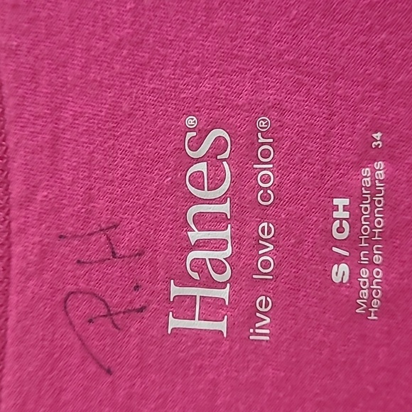 T shirt fuchsia pink 100% cotton stretch mandela print Crew Neck Short Sleeve - Picture 4 of 5